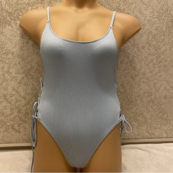 PINK Victoria's Secret Light Blue One Piece Swimsuit - Picture 1 of 16